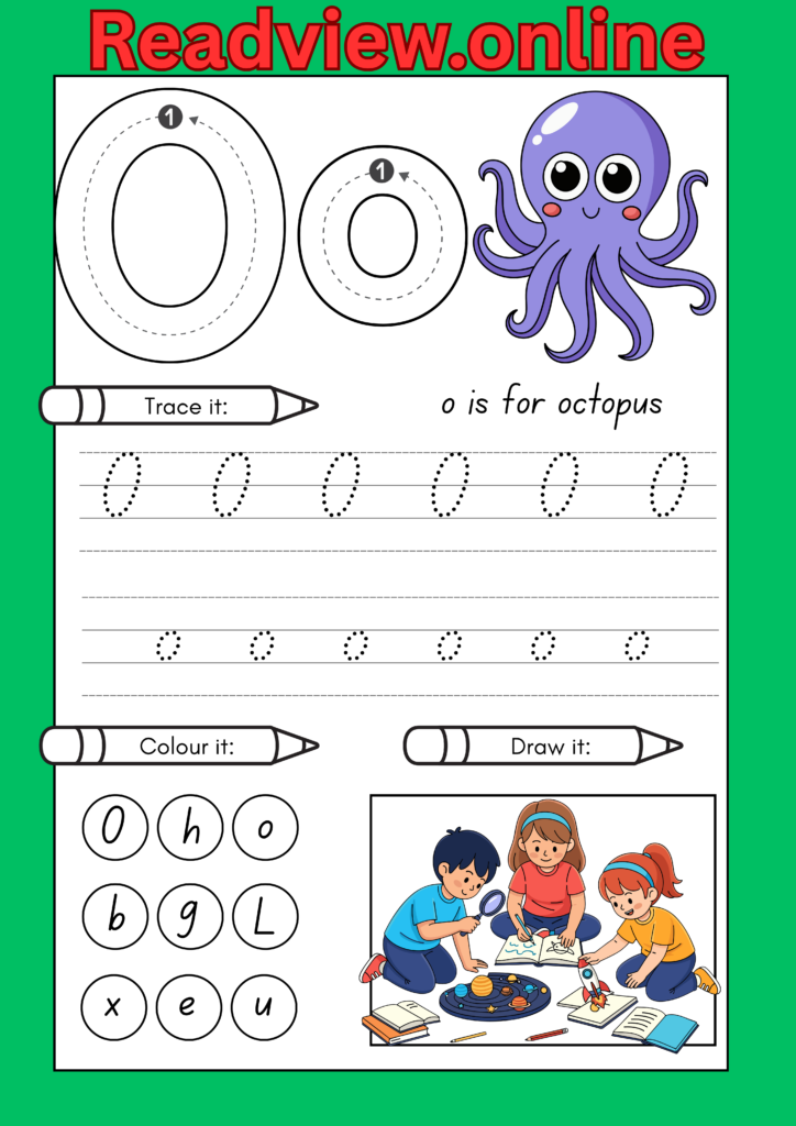 Learning letters with octopus illustration