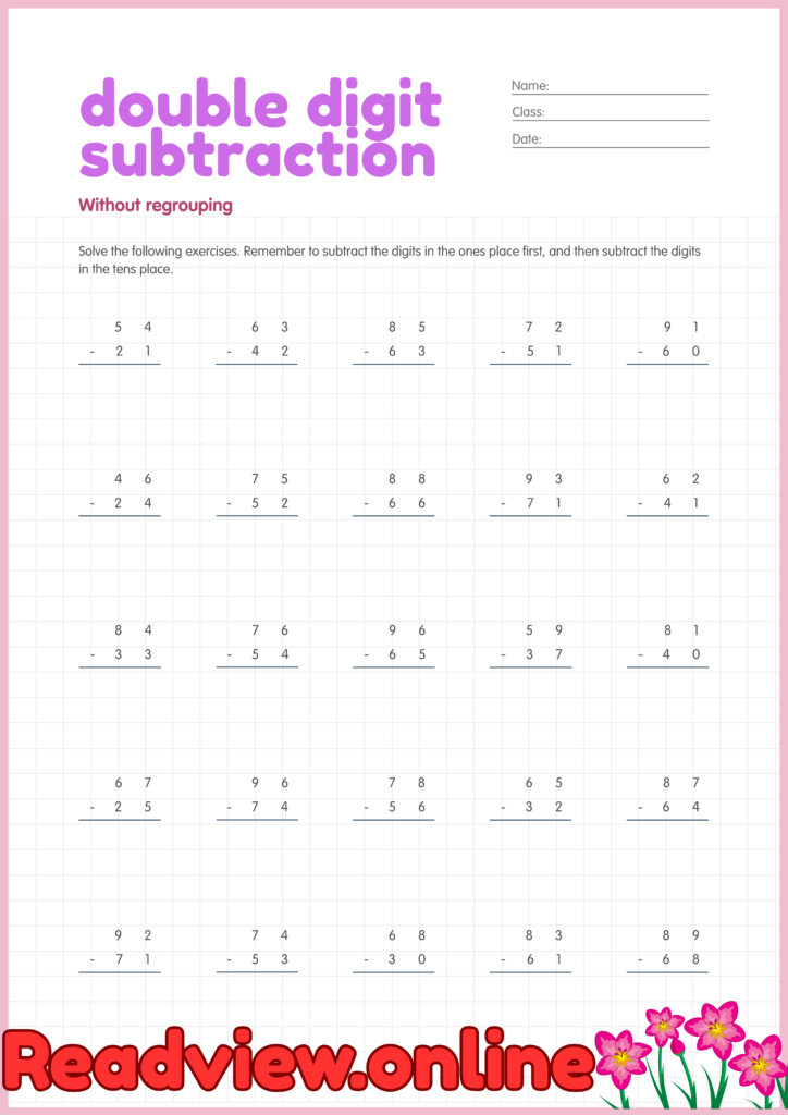 Double Digits Subtraction